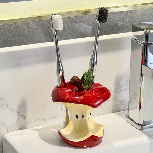 Estetisk Keramisk Tandborsthållare i Äppelkärn-Design