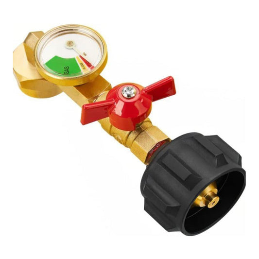 🔥 50% RABATT! ✨ Propanpåfyllningsadapter med Vinkel & Mätare - Universell Anslutning för Säker och Enkel Gastankning ⛽🔧