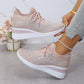 Casual dammode, andningsbara korrigering sneakers med strassdekoration