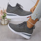 Casual dammode, andningsbara korrigering sneakers med strassdekoration