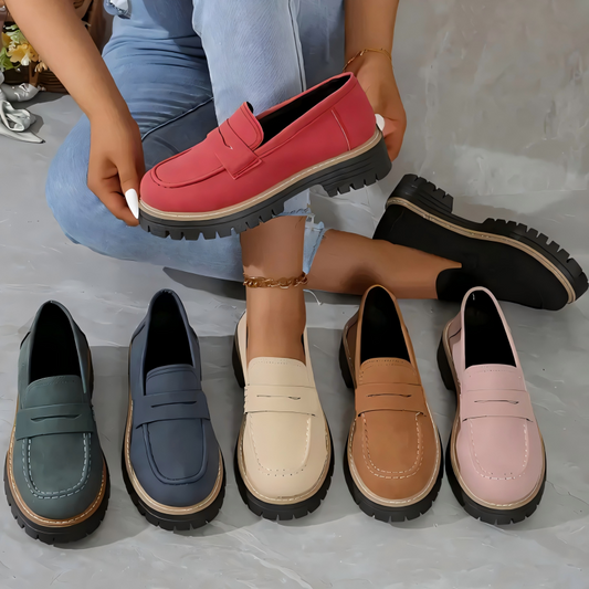 ⏳Fabrikserbjudande sista dagen - 61% rabatt 🎁Bekväma damloafers med grov klack och slip-on