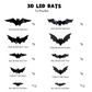 🦇 50% RABATT NU! Halloween 3D Bat LED Wall Light Decor – realistiska fladdermöss i flera storlekar, med lila LED-lampor – perfekt för väggar, dörrar och fönster 👻✨