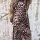 Trenchcoat med huva och leopardmönster för kvinnor