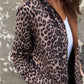 Trenchcoat med huva och leopardmönster för kvinnor
