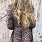 Trenchcoat med huva och leopardmönster för kvinnor
