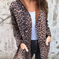 Trenchcoat med huva och leopardmönster för kvinnor
