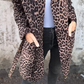 Trenchcoat med huva och leopardmönster för kvinnor