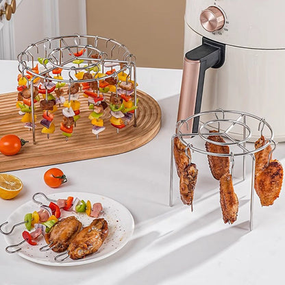 🥩316 Rostfritt Stål Air Fryer Grillgaller-Set - 8 Grillspett med Värmebeständiga Handskar för Hälsosam Matlagning 🍢