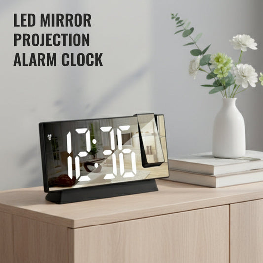 ⏳Begränsat erbjudande⏰ Väckarklocka med projektor och LED-spegel 🕰️