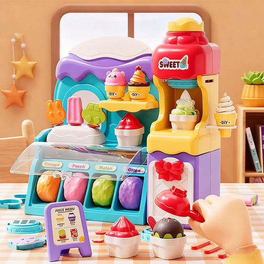 🎄Julrea 50 % rabatt🍦✨【DIY-set med glass-leksaksdeg för barn】✨ - Kreativt leksaksdegsset för barns rollspel och sensoriska färdigheter, perfekt present!🎁