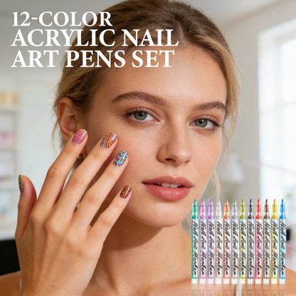 🎨 50 % RABATT NU! 💅 12-färgade akrylpenna för nagelkonst – livfulla pigment, fina spetsar och enkla DIY-mönster ✨🖌️