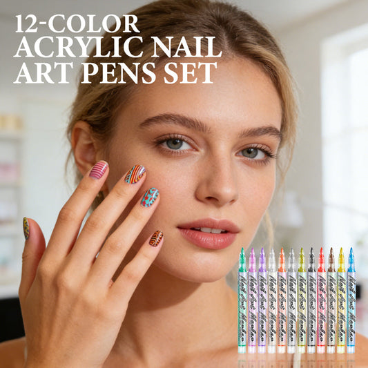 🎨 50 % RABATT NU! 💅 12-färgade akrylpenna för nagelkonst – livfulla pigment, fina spetsar och enkla DIY-mönster ✨🖌️