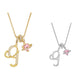 Halsband med initialbokstav och rosa hjärtcharm