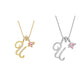 Halsband med initialbokstav och rosa hjärtcharm