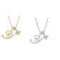 Halsband med initialbokstav och rosa hjärtcharm