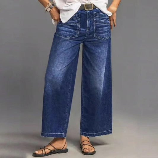 👖 Damjeans med Hög Midja och Vida Ben – Figursydd, Längre Ben & Superbekväm 💙