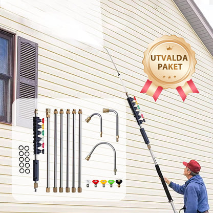 🧹 60% RABATT! 🏡 4000 PSI Teleskopisk Högtrycksstav – 3-i-1 Rengöring för Hela Huset, Når Höga Ytor Utan Stege ✨