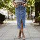 👗 55% RABATT! ⏳ Högmidjad Denimkjol med Knappar Fram – Klädsam A-linje, Justerbar passform & Klassisk stil 💙