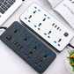 Eluttag med flera uttag och lång förlängningssladd – USB-laddningsportar ingår