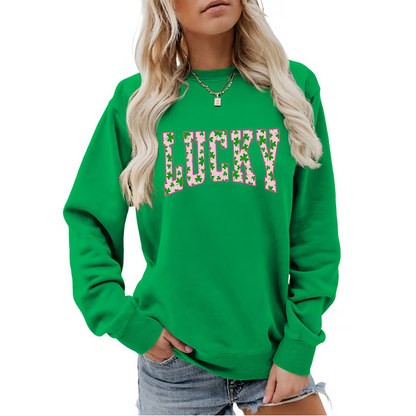 Sweatshirt för Dam med Fyrklöver – Grafisk Lyckotröja