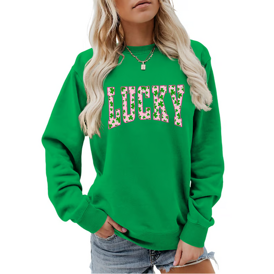 Sweatshirt för Dam med Fyrklöver – Grafisk Lyckotröja