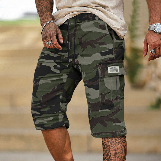 Herr Camouflage Cargo-Shorts med Flera Fickor