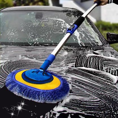 🚗 50 % RABATT NU! 🧽 Slitstark biltvättsmopp med lång, teleskopisk aluminiumhandtag – mjuk mikrofiber, repfri och justerbar längd ✨