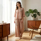 👗 50% RABATT 🌸 | Vintage 2-delat Set – Broderad Bomullslinne & Vida Byxor