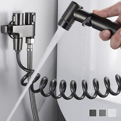 Set med dubbelreglerventil (1 in, 2 ut) och bidéspridare