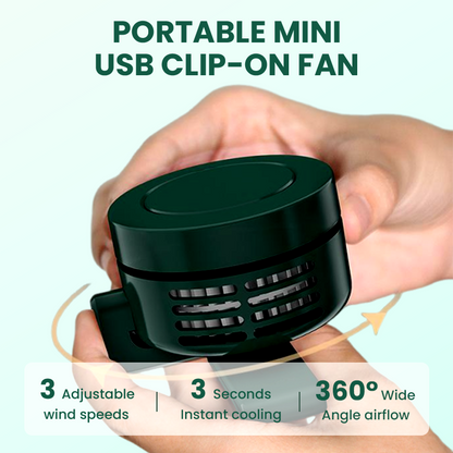Bärbar mini-USB-fläkt med klämfäste