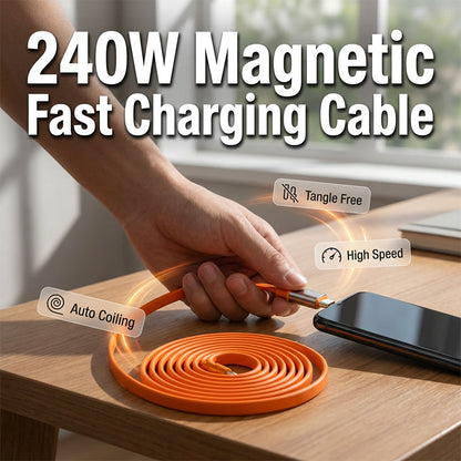 240W Magnetisk Självupprullande USB-C-kabel