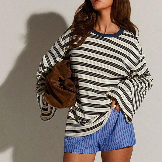 Oversized randig topp för damer