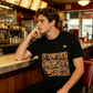 ”Punch” – T-shirt med apmotiv i oversized-modell