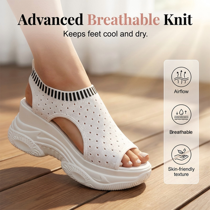 Andningsbara peep-toe-sandaler med kilklack för damer