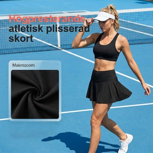 Sportig plisserad tenniskjol för dam med fickor