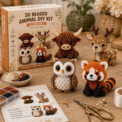 🏆Tidsbegränsat erbjudande: 50 % rabatt🧵✨Hantverksset med små 3D-djur med pärlor
