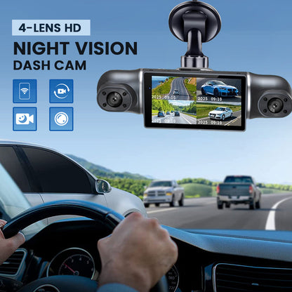 Dashcam med 4 linser och HD-nattvision