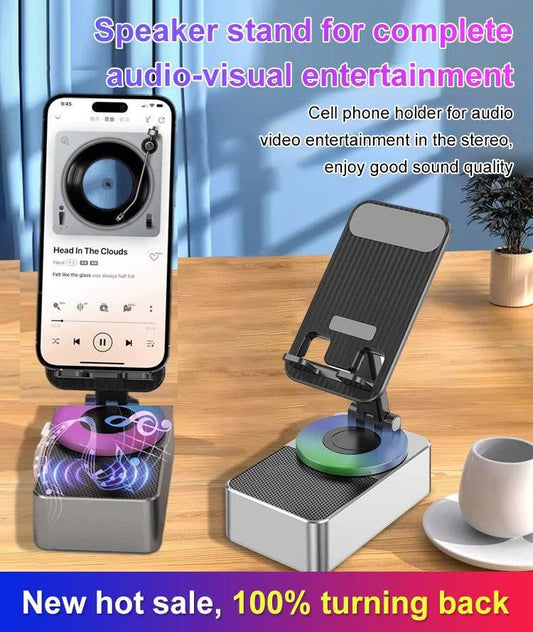 🔊 Mobilhållare med Bluetooth-högtalare – kraftfullt ljud, inbyggd mikrofon & perfekt för videosamtal, musik & GPS, justerbar vinkel ⚡