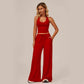 👗 50% RABATT ✨ | 2-delat Set – Halterneck Topp & Vida Byxor