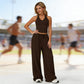 👗 50% RABATT ✨ | 2-delat Set – Halterneck Topp & Vida Byxor