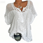 Elegant spetsbroderad v-ringad damtopp