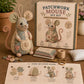Handgjort sykit med vintage-mus i plysch