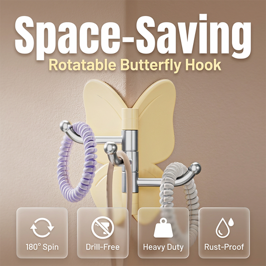 🦋 Köp 3 få 1 gratis! ✨ Vridbar Fjärilskrok – Borrfri & Platsbesparande med 3 Armar 🎀
