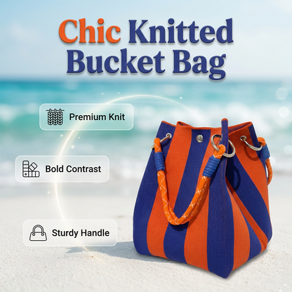Striped Knit Bucket Handbag