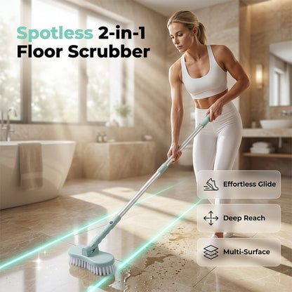 2-in-1 Floor Brush Scrubber with Long Handle