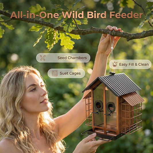 Hanging Bird Feeder with Side Fruit Cages