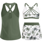 👙🌊Dam 3-delad baddräkt tankini set med shorts🤸