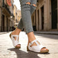 Women's Open Toe Cutout Wedge Slide Sandals