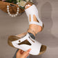 Women's Open Toe Cutout Wedge Slide Sandals