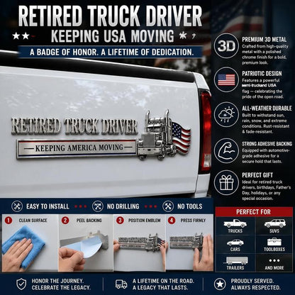 Retired Truck Driver Car Emblem Badge